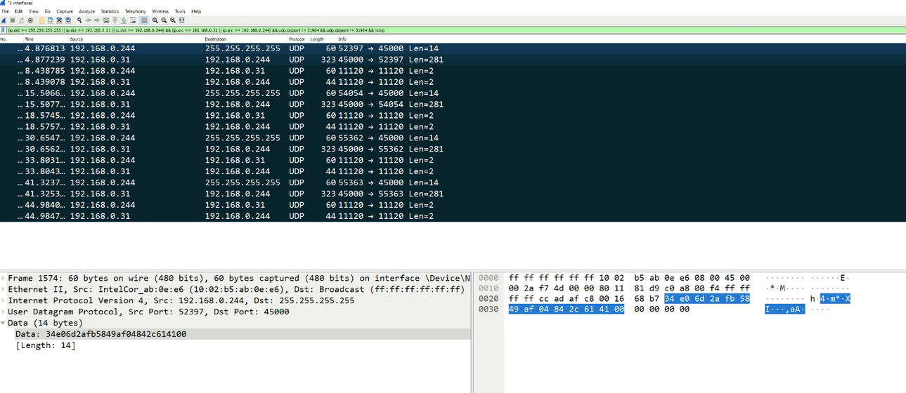 Screenshot of Wireshark looking at packets from Rainbow Six Vegas 2